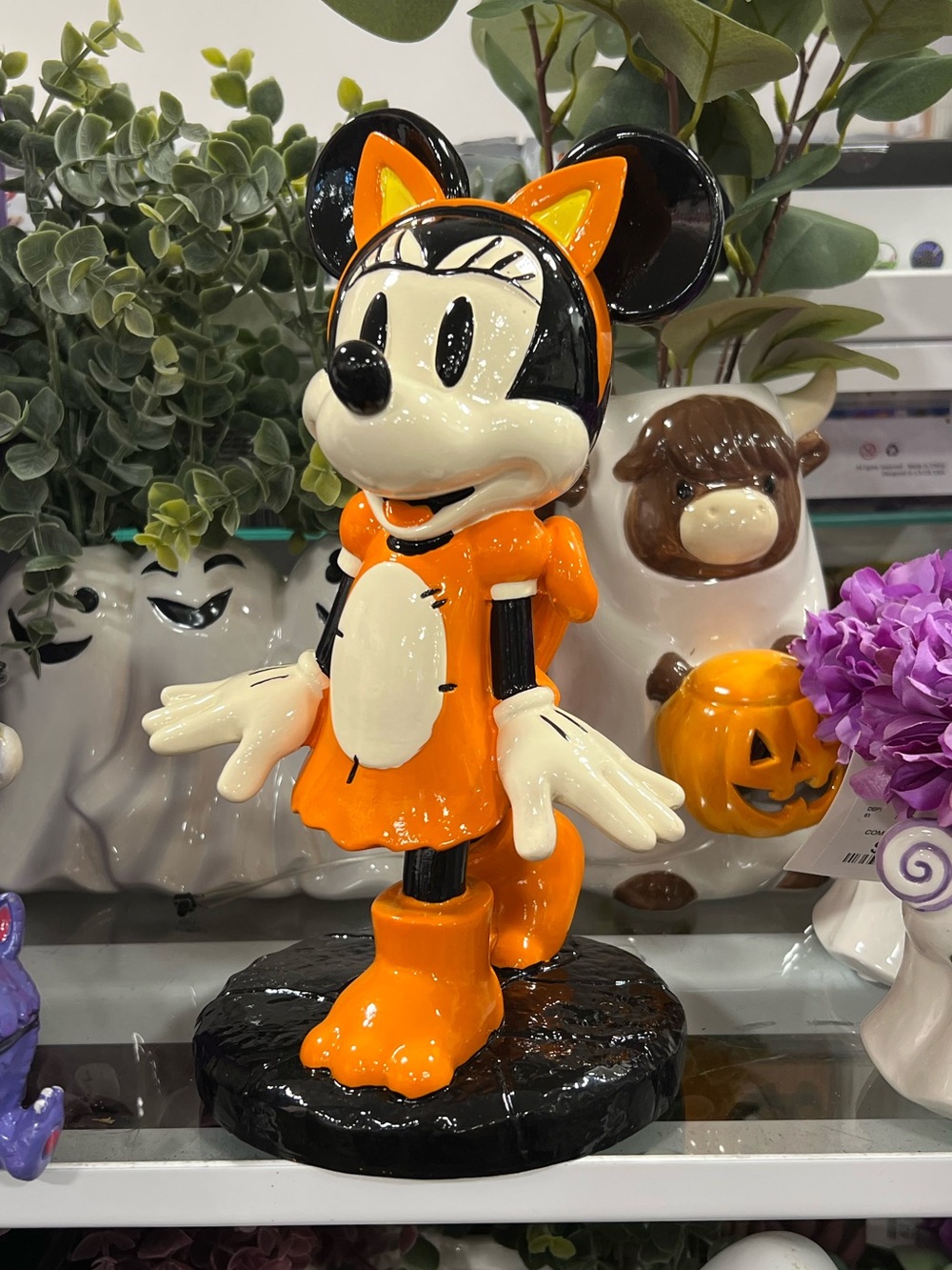 Disney Orange & Black Minnie Mouse in Kitty Cat Costume Halloween Figurine